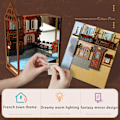 Miniatyrbild 4 av 5: Bokhörna Bokhylla Insats 3D Träpussel, DIY Bokstöd Dekoration Byggset Modellkit Med LED-Ljus För Vuxna Barn - Sunshine Town N färg:B