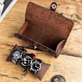 Miniatyrbild 4 av 5: Urklocka Box 3 Fack Mörkbrun Läder Klockor Förvaring för Väska Klocka Organizer