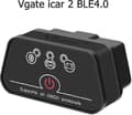 Obd Bluetooth, Icar 2 Ble4.0 Obd2 Adapter Diagnostiska Verktyg Bilkodläsare För Ios, Android Och Windows (Svart)
