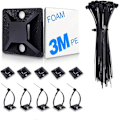 Miniatyrbilde 1 av 4: 100 Pakk Zip Tie-feste med Kabelbinder, Selvklebende Monteringer for Wire Holder, Svarte Kabelstyringsklips Vegganker