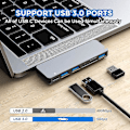Miniatyrbilde 5 av 5: Dhrs Usb C Hub Adapter For Macbook Pro/air 2022 2019 2018, 6 I 1 Usb-c Tilbehør Kompatibelt #yg