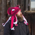 Miniatyrbillede 1 af 3: Hat Octopus Hat Sjov Hovedbeklædning Håndstrikket Blæksprutte Form-FARVE: sort