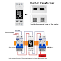 Miniatyrbild 2 av 5: Tuya AC Digital Display Ström- och Spänningsmätare Multifunktionell DIN-skena Effektfaktor Digital Voltmeter
