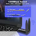Miniatyrbilde 2 av 4: 1300 Mbps USB 3.0 WiFi-adapter, driverfri, 2,4 GHz/5 GHz dobbeltbånds Wi-Fi-dongel, mottaker, 80211ax/ac/a/b/g/n, WIFi 5, trådløst nettverkskort for PC-bærbar datamaskin