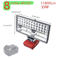 Miniatyrbild 1 av 5: 8 Tums LED-arbetslampa för bil, ficklampa, strålkastare, USB-powerbank för Milwaukee 18V Li-ion-batteri, högt och lågt ljus