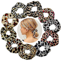 Miniatyrbillede 1 af 5: 10 stk. Leopard Scrunchies til Kvinder Velvet Cheetah Print Scrunchie Elastisk Hår