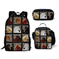 Miniatyrbilde 5 av 5: Skolebagg for studenter Anime Søt Hest Skolebagg Ryggsekk Messenger Bag Pen Bag Tre Deler Sett Gave-FARGE: bb-708