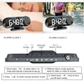 Miniatyrbillede 4 af 5: Projektionsur med radio, digitalt ur, USB-radio med dobbelt alarm og LED-spejlskærm, snooze, 180 graders drejning, 4 lysstyrkeniveauer, 12/24 timer