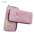 Miniatyrbild 2 av 5: Plånbok Anime Card Captor Sakura Plånbok Tecknad Cardcaptor Sakura Kinomoto Lång Läder Damkoppling Pengarkort Dragkedja Söta Väskor