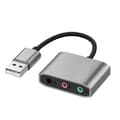 USB dobbel port eksternt lydkort lydkabel for PC, bærbar datamaskin - sølv, kompatibel med Windows og macOS