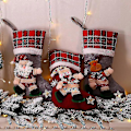 Miniatyrbillede 3 af 5: 4 stk. julestrømper, 40 cm store personlige julestrømper, indendørs hængende juletræ W