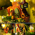 Pikkukuva 2 / 4: Book Nook Kirjahyllyn Insertti 3D Puinen Palapeli, DIY Kirjanpääte Koriste Rakennussarja Mallipaketti LED-Valolla Aikuisten Ja Lasten - Sunshine Town N väri:A