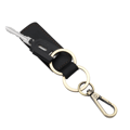 Retro Genuine Leather Car Keychain Black L
