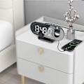 Miniatyrbillede 5 af 5: Projektionsur med radio, digitalt ur, USB-radio med dobbelt alarm og LED-spejlskærm, snooze, 180 graders drejning, 4 lysstyrkeniveauer, 12/24 timer