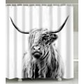 Miniatyrbillede 3 af 3: Bruseforhæng Highland Cow Print Vandtæt Stof Badeværelsesindretning (150*180cm )-1