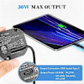 Miniatyrbilde 3 av 5: AC til USB-C Adapter Flush Veggmontert Strømforsyning for USB-C-nettbrett 5-20V med Utgang 30W Lader