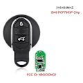 Miniatyrbillede 4 af 4: Bil Smart Fjernbetjening Nøgle 3 Knapper Nbgidgng1 Til Mini F55 F56 2014-2018 Fccid Id49 Pcf7953 433m