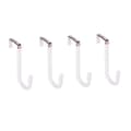Door Hooks No Drilling 10mm Thickness for 4.5cm Door (4-pack) - Stainless Steel & Plastic White
