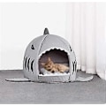 Miniatyrbilde 4 av 5: Hagehus i Hai-form for én pute og én varm hule, katteseng, liten katt og hundehule, komfortabel seng, avtakbar