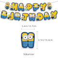 Miniatyrbild 2 av 4: Minions Cartoon Tema Födelsedagsfesttillbehör - 30-dels Födelsedagsfest Dekorationssats med Grattis På Födelsedagen Banner Ballonger Kit Tårta Topper Cupcake Topper
