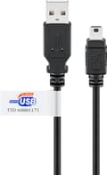 USB-A til Mini-B kabel, certificeret, 1,8 m, sort