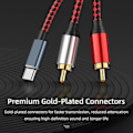 Pikkukuva 4 / 5: USB-C - 2 RCA -äänikaapeli, Type C uros - 2 RCA uros -äänikaapeli 0,5 m