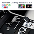 Pikkukuva 3 / 4: Langaton CarPlay -sovitin - 2-in-1 langaton CarPlay ja Android Auto, muuntaa langallisen langattomaksi CarPlayksi