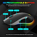 Miniatyrbillede 4 af 5: iMICE X6 Ergonomisk 6-knaps RGB-åndedrætslys Ledningsført Gaming Mus til Bærbar