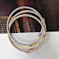 Miniatyrbilde 2 av 5: 3 stk. stablebare kabeltråder i rustfritt stål, tvinnede mansjettarmbånd for kvinner, gull/rose/sølv