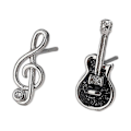 Miniatyrbild 1 av 5: Lätta Musiknot Örhängen Asymmetri Cubic Zirconia Gitarr Örhängen