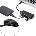 Miniatyrbillede 3 af 5: Stikdåse USB 3.0 Hub, Ultra Slim Multiple 4 Port USB Hub med Individuelle Strømafbryder LED'er