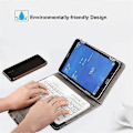 Miniatyrbillede 4 af 5: 10 tommer trådløst Bluetooth-tastatur med stativ PU læderetui til Windows Android og IOS