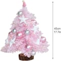 Miniatyrbillede 5 af 5: Bordplads Juletræ, Mini Pink Juletræ Lille Kunstigt Juletræ Med Led Lys Og Glitterkugler Juletræ Til ,45cm