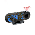 Miniatyrbillede 1 af 5: Projektionsur med radio, digitalt ur, USB-radio med dobbelt alarm og LED-spejlskærm, snooze, 180 graders drejning, 4 lysstyrkeniveauer, 12/24 timer
