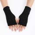 Cable Knitted Short Wrist Warmers Black