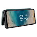Miniatyrbild 3 av 5: Nokia G22 Fodral i Läder med Kolfiberstruktur, Flip Folio Stativ, Kortfack