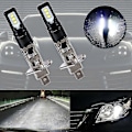Miniatyrbillede 4 af 5: 2 X H1 6000k Super Lys Hvid 6000lm Drl Led Forlygte Sæt Fjernlys