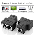 Pikkukuva 2 / 4: 2 kpl 1-2 LAN Ethernet-verkkojohdon RJ45 naarasliitinjakaja-adapteri