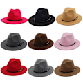 Miniatyrbillede 2 af 5: Sinknap Jazz Hat med Bred Skygge Åndbar Solid Fedora Hat Vinter Floppy Kvinder Hat Streetwear farve:Sort