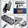 Pikkukuva 4 / 5: 10 in 1 USB C -keskitin, Ethernet USB-C -moniporttisovitin, USB C -telakointiasema Pro/Air PC -kannettaville