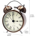 Miniatyrbild 2 av 5: Retro Tyst Reseväckarklocka Utan Tickande, Analog Quartz Dubbel Klocka med Högt Alarm