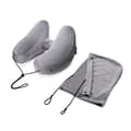 Inflatable Neck Pillow with Hood Grey