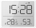 Digital hygrometer termometer väckarklocka, LCD temperatur- och luftfuktighetsmätare, magnetfäste, 12/24 timmar, hemmakontor, vit
