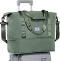 TAN.TOMI 38L Foldbar Rejsetaske, Vandafvisende Polyester Weekender med Udvidbar Bund til Mænd og Kvinder, Grøn