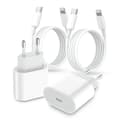 iPhone hurtiglader 20W USB C vegglader med 2M USB C til Lightning-kabel for iPhone 14 13 12 11 Hvit 4