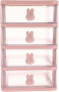 Plastic Storage Box, 21X17cm 4 Layers Multifunctional Desktop Storage Cabinet Storage Container with Drawers Mini Drawer Organizer for Home, Office Pink