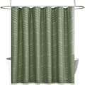 Boho duschdraperi med tofsar, grön, 183x183cm, modern lantlig textur, minimalistisk badrumsinredning