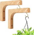 Väggmonterade L-formade fästen i trä för växter, lyktor och vindspel, massivt bokträ, 2-pack
