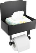 Mat sort toiletpapirholder, ingen boring, selvklæbende, holder vådservietter, tamponer, poser, pladsbesparende, 1-delt sæt