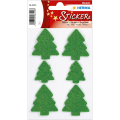 Miniatyrbild 3 av 4: Dekorationsetiketter Stickers Julmotiv, Julgran i filt, 6/fp Grön